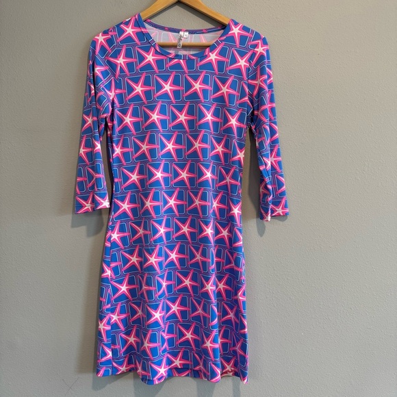 Lulu B Sheath Dress Star Fish Print Beach XS - Picture 1 of 4